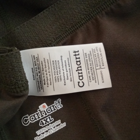 Carhartt Green Work Dry Midweight Polyester Thermal Underpants Bottoms Mens 4X - Picture 5 of 9